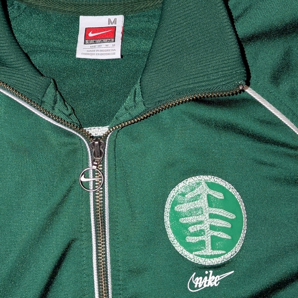 Nike Vintage Full-Zip Track Jacket Oregon Forest Green White Tree Graphic Medium - Picture 4 of 6